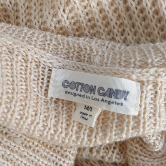 ⭐️ Cotton Candy LA Women's Knit Crew Neck Bell Sleeve Cream Sweater Size M/L - Picture 9 of 10